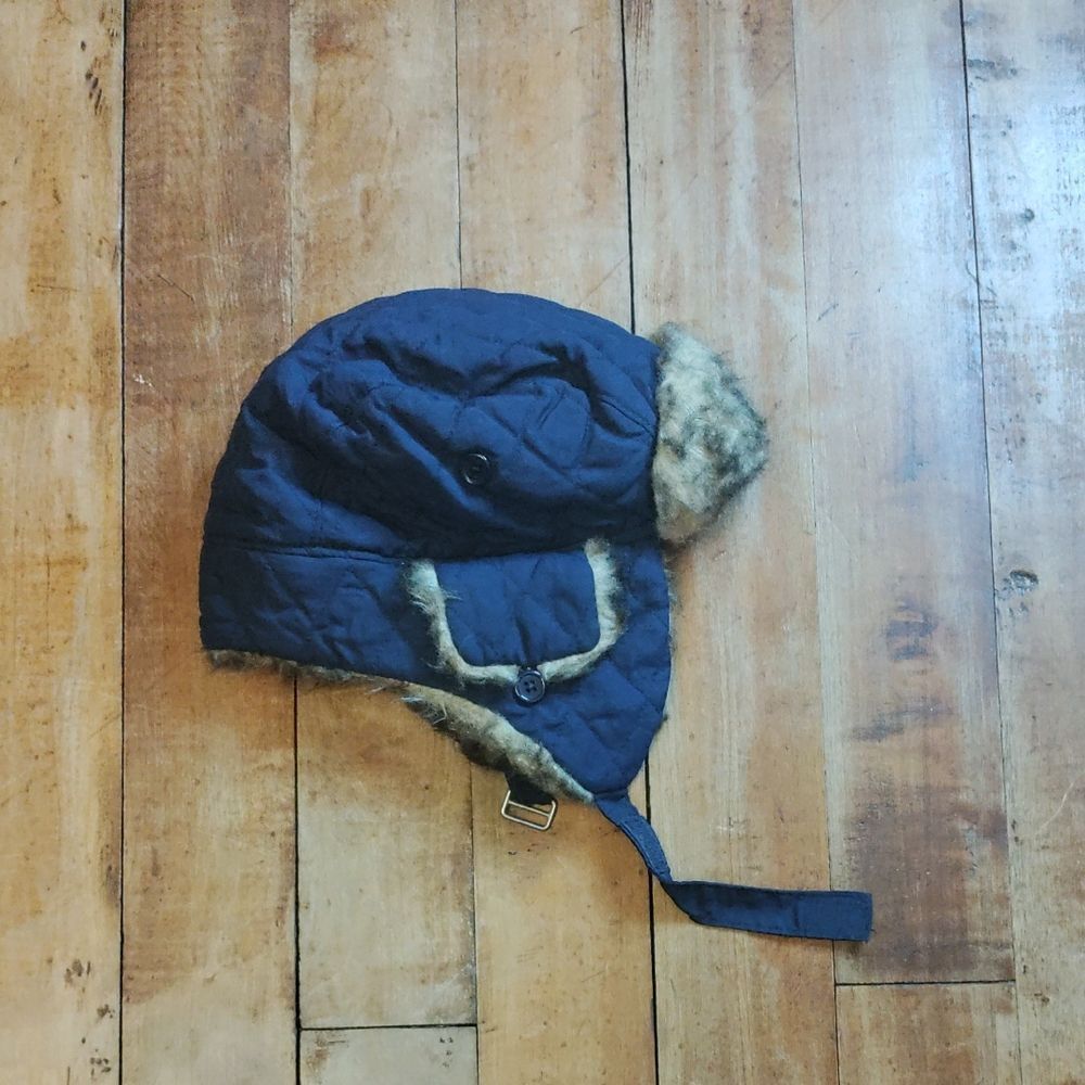 Place Blue Aviator Hat Size 4 to 7 Faux Fur Fleece Lined Winter Hat Snow